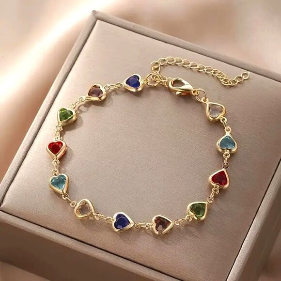 Jewelry - NEW Colorful 3D Heart Link Bracelet Disc Shipping